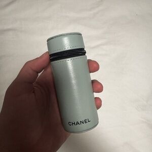 CIRCULAR CHANEL BLUE/GREEN Makeup Case 100% BOVINE LEATHER - MAKE UP CASE - NEW